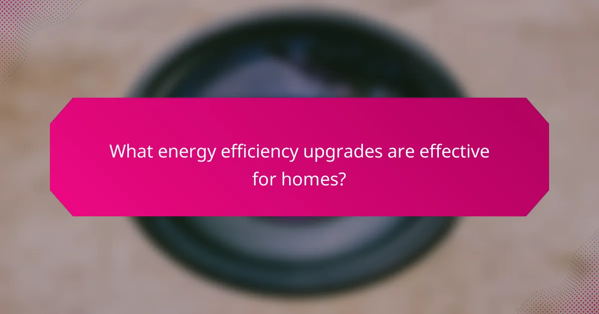 What energy efficiency upgrades are effective for homes?